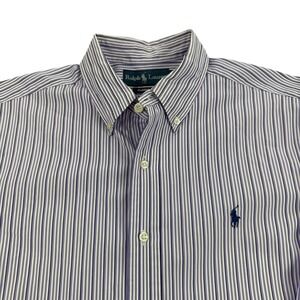 Ralph Lauren Shirt Mens 15.5 32/33 Purple Stripe Classic Fit Button Down Preppy